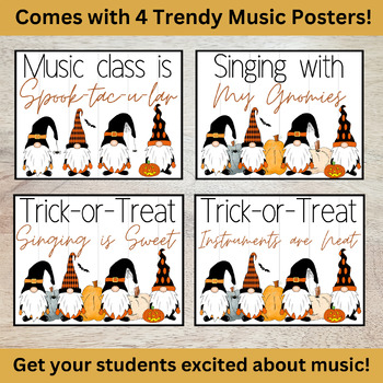 Preview of Music Bulletin Board Kit - October Halloween Trendy Gnomes - 50+ Page Kit!