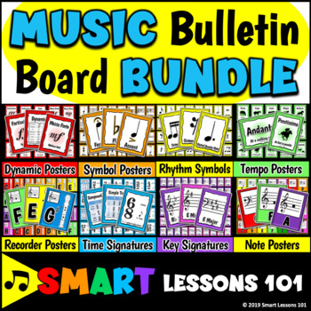 Preview of Music Bulletin Boards: 350+ Music Posters: Flashcards Back to School Music Deco