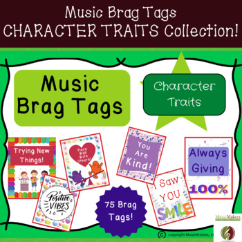 Preview of Music Classroom Rewards, Easy Classroom Management Incentives! Character Traits