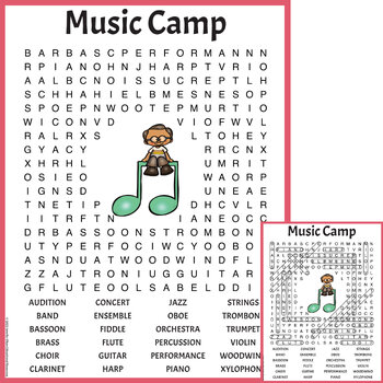 Preview of Music Camp Word Search
