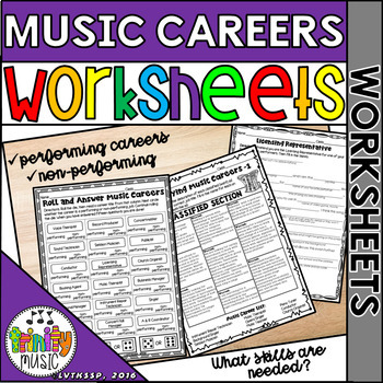 Preview of Careers in Music (Music Careers) - Worksheets