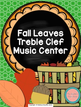 Preview of Music Center Game Treble Clef Note Names - Fall Leaves