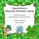 Music Center Game - Write the Room - 3/4 & 6/8 - Leprechaun Rhythm Pattern Cards