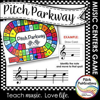 Preview of Music Centers: Pitch Parkway - Treble Clef Customizable Game, Practice