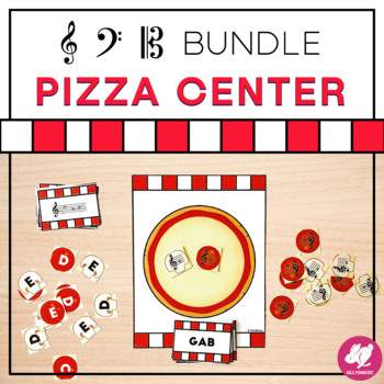 Preview of Music Centers: Treble, Bass, and Alto Clef Note Names - Pizza Game BUNDLE