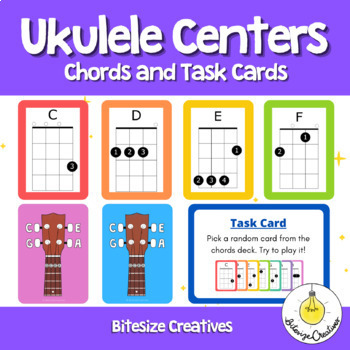 Preview of Music Centers - Ukulele Chords and Task Cards