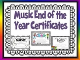 Music Award Certificates for End of the Year Awards