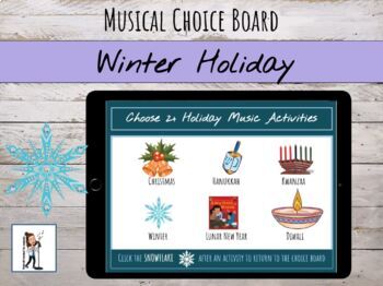 Preview of Music Choice Board Christmas, Hanukkah, Diwali, Lunar New Year, Kwanzaa, Winter 