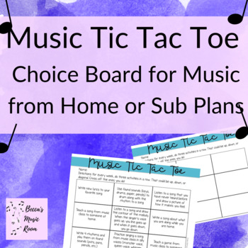 Preview of Music Choice Board for Music from Home or Sub Plans (tech and no-tech+EDITABLE)
