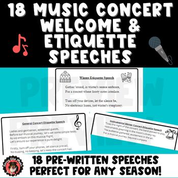 Preview of Music, Choir, Band, Orchestra Concert Etiquette Speeches & Poems for any season