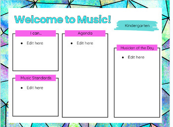 Preview of Music Class Agenda - Geometric