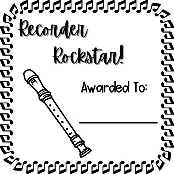 Preview of Music Class Award FREEBIE - Recorder Rockstar