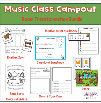 Preview of Music Class Campout Room Transformation Bundle