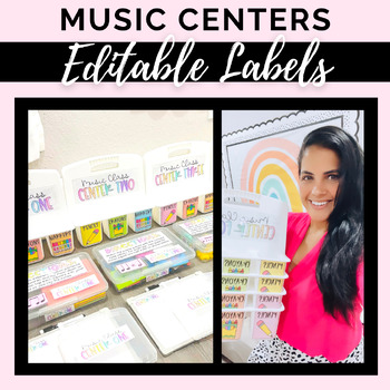 Preview of Music Class Centers Labels | Includes titles, instruments, and school supplies!