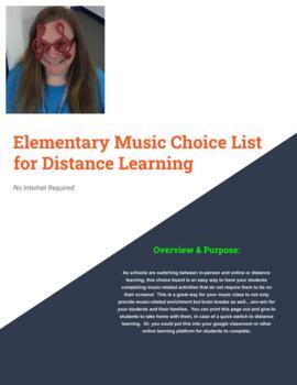 Preview of Music Class Choice List for Distance Learning -- No Internet Required!