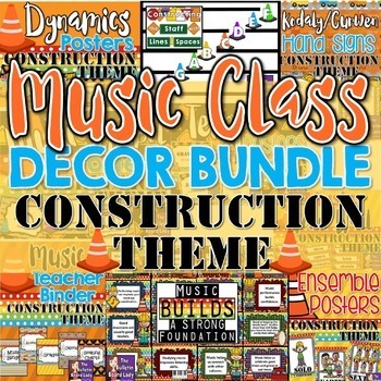 Preview of Music Class Decor BUNDLE - Construction Theme