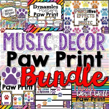 Preview of Music Class Decor BUNDLE - Paw Print Theme