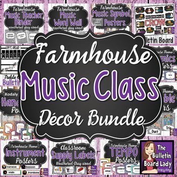 Preview of Music Class Decor Bundle - FARMHOUSE Theme