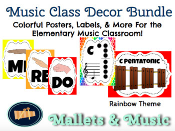 Preview of Music Class Decor Bundle - Rainbow Theme