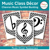 Music Class Decor - Chevron Music Symbol Bunting