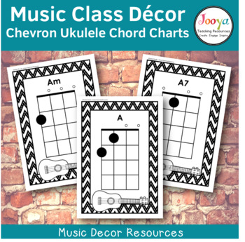 large print ukulele chord chart chevron by jooya teaching resources