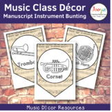 Music Class Decor - Manuscript Paper Orchestra Instrument Bunting