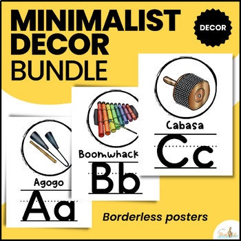Preview of Essential Music Class Decor Bundle - Minimalist and Borderless Theme