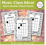 Large Print Ukulele Chord Charts -  Stars