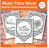 Music Class Decor - Swirls Orchestra Instrument Bunting