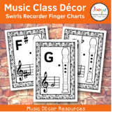 Music Class Decor - Swirls Recorder Finger Charts