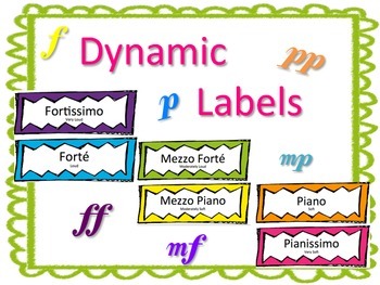 Preview of Music Class Dynamics Labels for Display or Bulletin Board