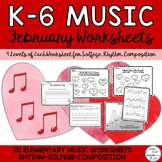 Music Class February Composition and Notation Worksheets