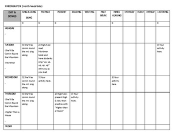 Preview of Music Class - Lesson Plan Template