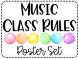 Music Class Rules - Watercolor Rainbow