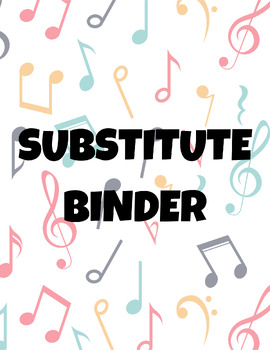 Preview of Music Teacher Substitute Binder Cover