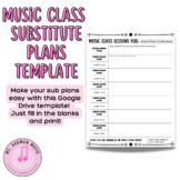 Music Class Substitute Plans Template