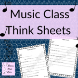 Music Class Think Sheets // Writing Activities for Behavio