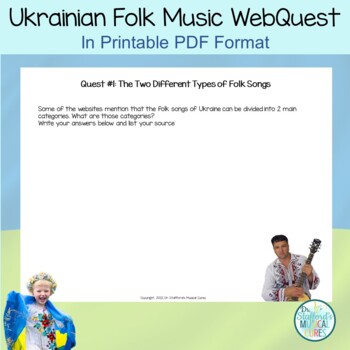 Preview of Music Class Webquest Packet: Folk Music of Ukraine