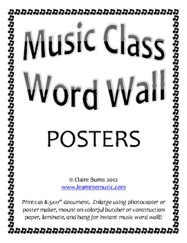 Preview of Music Class Word Wall Posters