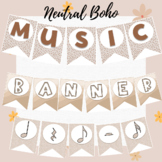 Music Classroom Banner: Neutral Boho Decor Theme