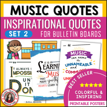 Preview of Music Classroom Décor - Music Quote Posters for Bulletin Boards