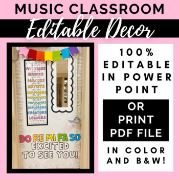 Preview of Music Classroom Decor | DO RE MI FA SO EXCITED TO SEE YOU!