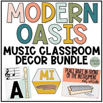 Preview of Music Classroom Decor BUNDLE - Music Bulletin Board & Posters - Modern Oasis