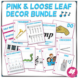 Music Classroom Decor - Blue, Pink, Loose Leaf - Poster Bundle