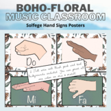 Music Classroom Decor: Boho Floral Solfege Hand Signs Posters