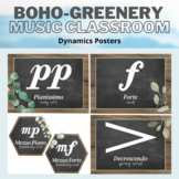 Music Classroom Decor: Boho Greenery/Farmhouse Dynamics Posters