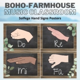 Music Classroom Decor: Boho Greenery/Farmhouse Solfege Hand Signs
