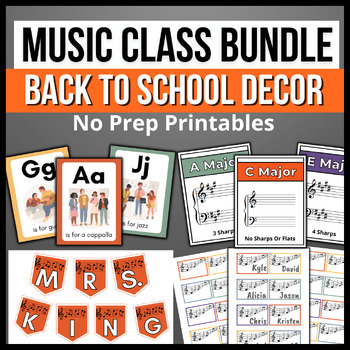 Preview of Music Classroom Decor Bundle - No Prep Back To School Printables