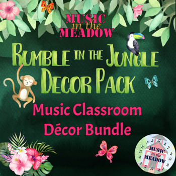 Preview of Music Classroom Decor Bundle: Rumble in the Jungle Theme