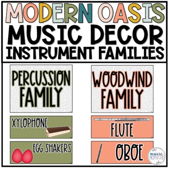 Preview of Music Classroom Decor - Instrument Family Display - Modern Oasis